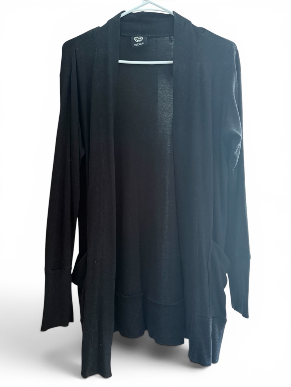 bobeau Black Open-Front Cardigan